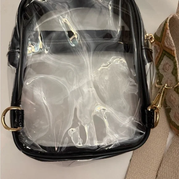 Transparent Crossbody Bag with Patterned Strap - Picture 3 of 3